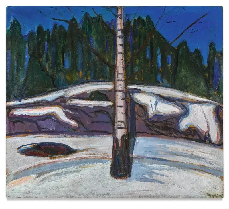 Birke im Schnee - Edvard Munch
