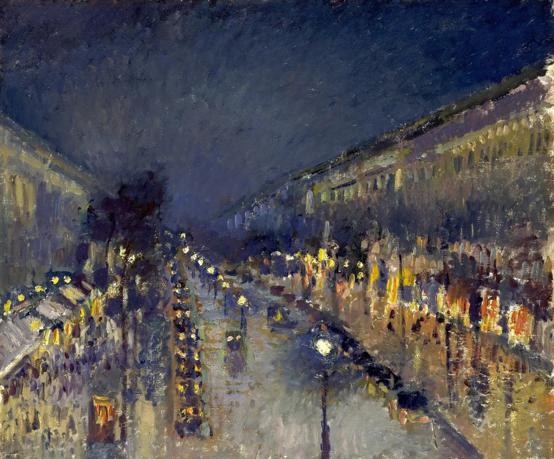Boulevard Montmartre de nuit - Camille Pissarro image 1 reproduction artisanale de tableau