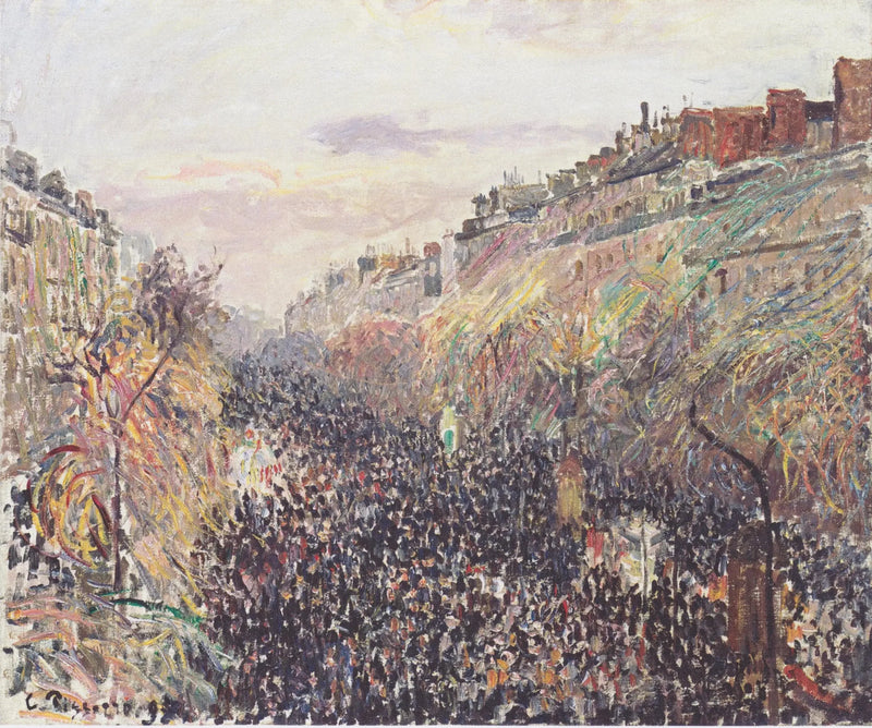 Boulevard Montmartre, Mardi Gras, bei Sonnenuntergang - Camille Pissarro