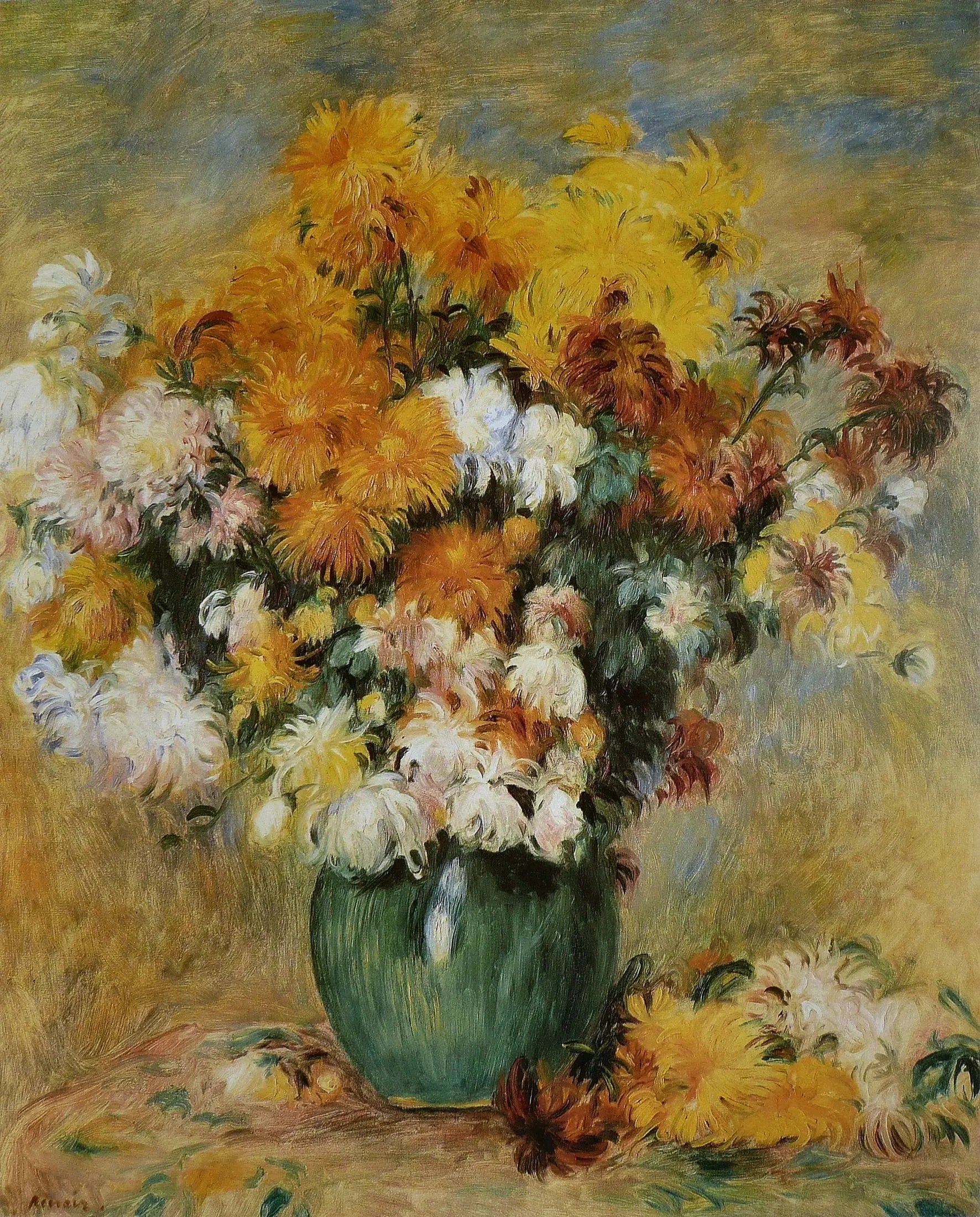 Bouquet de Chrysanthèmes - Pierre-Auguste Renoir image 1 copie de tableau peinte à la main