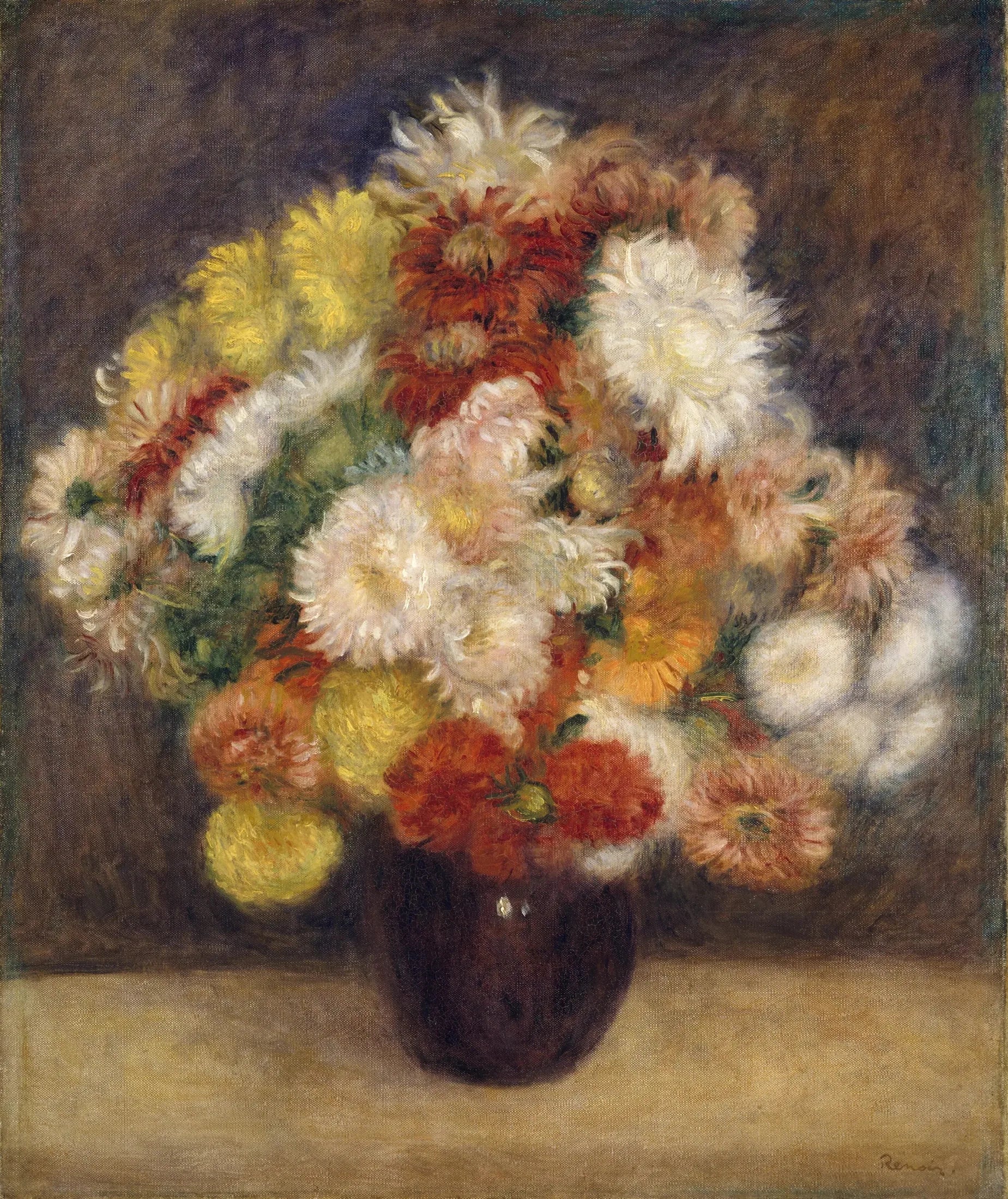 Bouquet de chrysanthèmes - Pierre-Auguste Renoir image 1 reproduction de peinture à l’huile