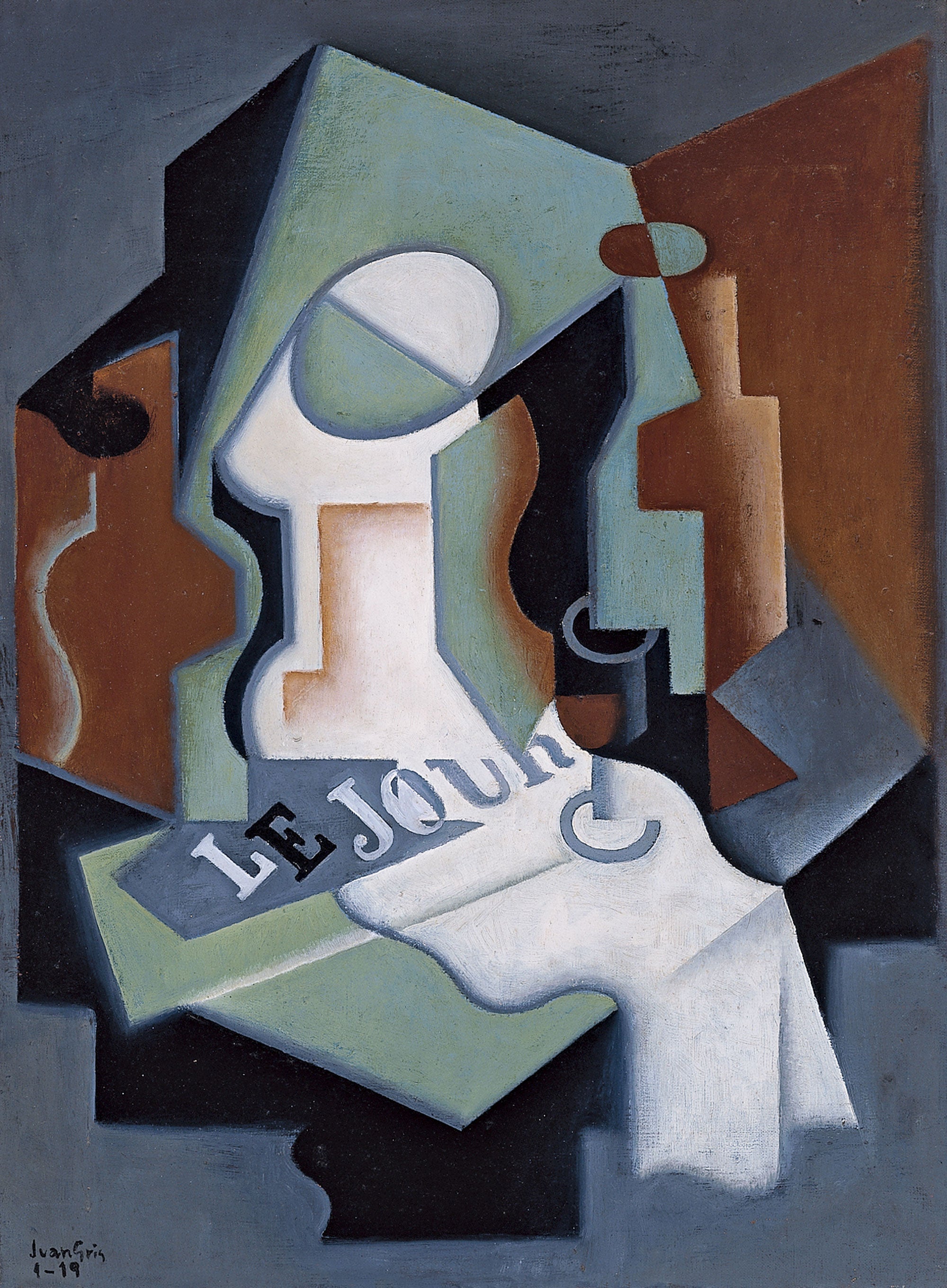 Flasche und Obstschale - Juan Gris