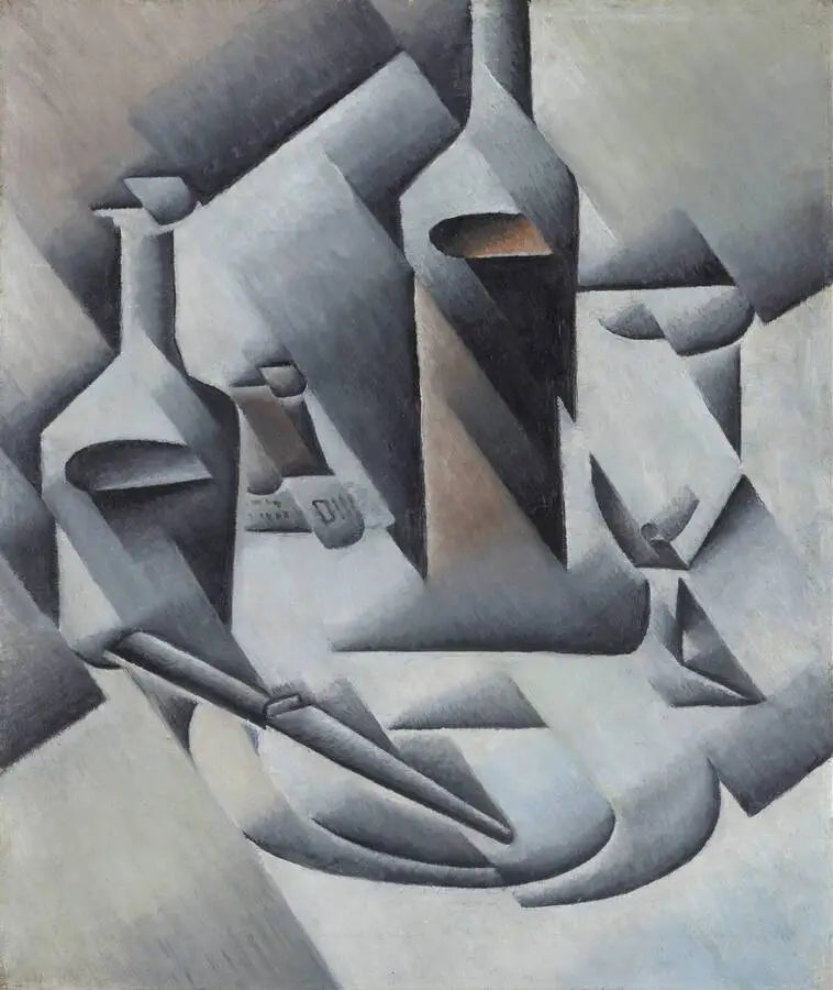 Flaschen und Messer - Juan Gris
