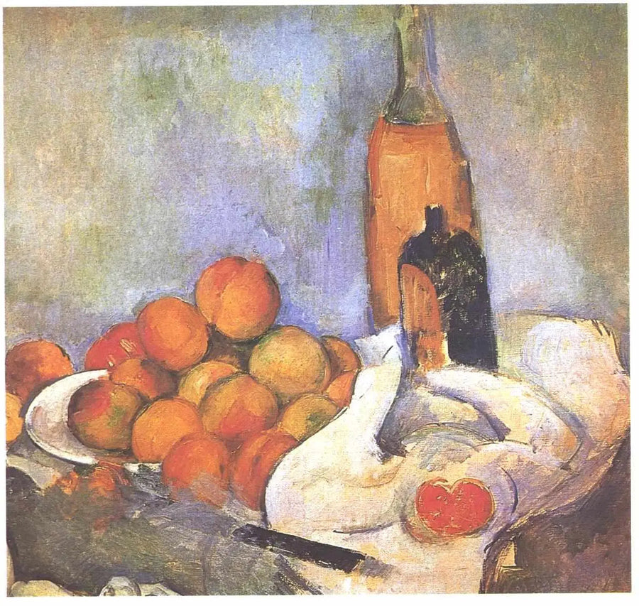 Flaschen und Pfirsiche - Paul Cézanne