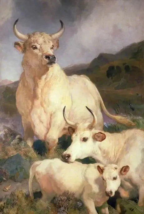 Bovins sauvages de Chillingham, Northumberland - Edwin Henry Landseer image 1 tableau peint à l’huile sur toile