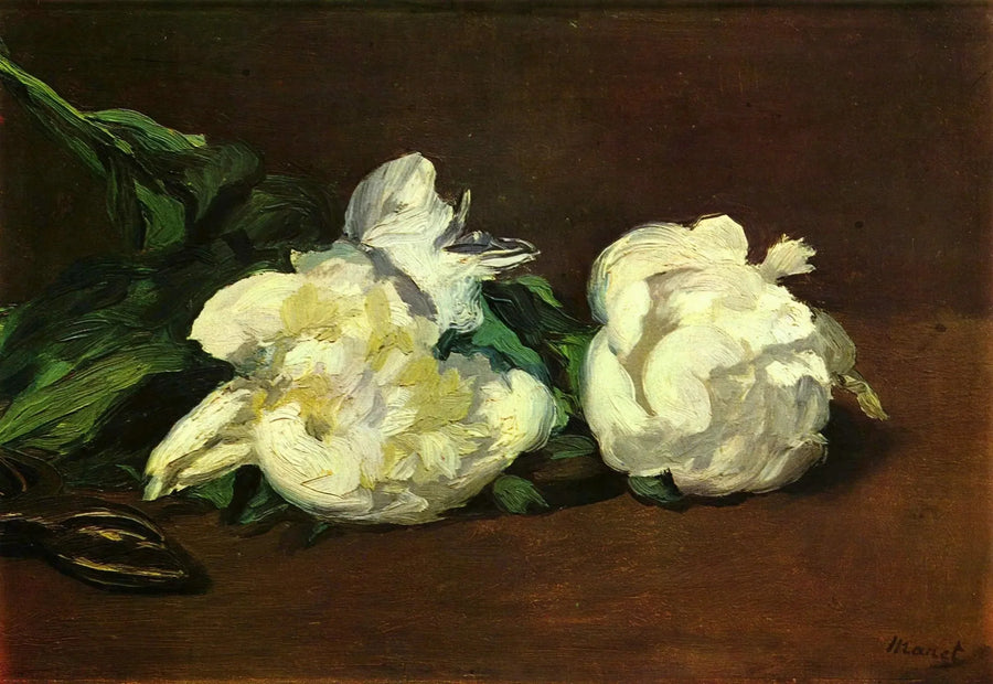 Zweig mit weißen Pfingstrosen und Schaufel - Édouard Manet
