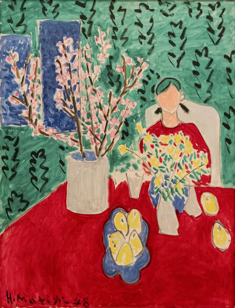 Zweig der Pflaume, grüner Hintergrund - Henri Matisse