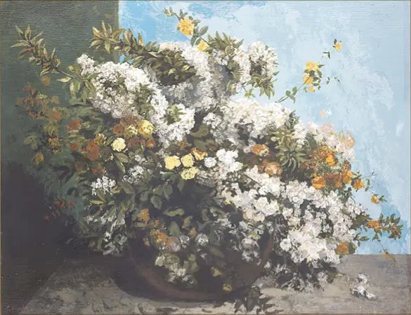 Blühende Äste und Blumen - Gustave Courbet