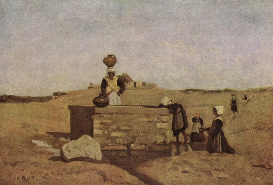 Bretoninnen an der Fontaine - Jean-Baptiste Camille Corot