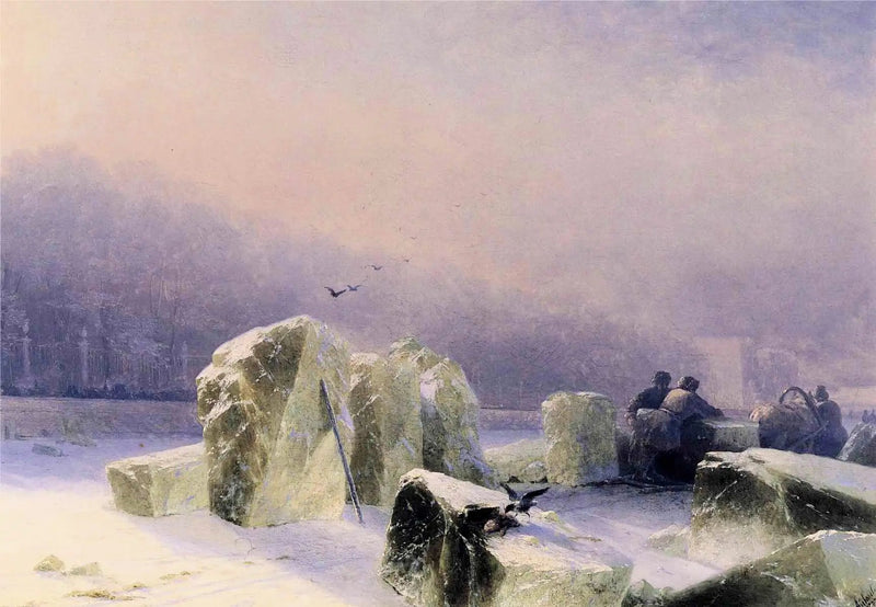 Eisscholle auf dem gefrorenen Neva in Sankt Petersburg - Ivan Aïvazovski