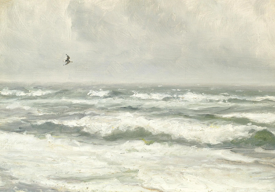 Die Wellen brechen an einem grauen Tag. – Michael Peter Ancher