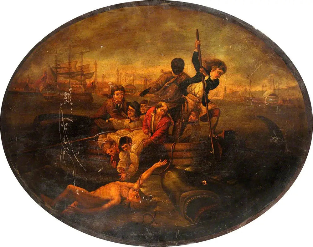 Brook Watson attaqué par un requin dans le port de La Havane, 1749 - John Singleton Copley image 1 copie peinte à la main à l’huile