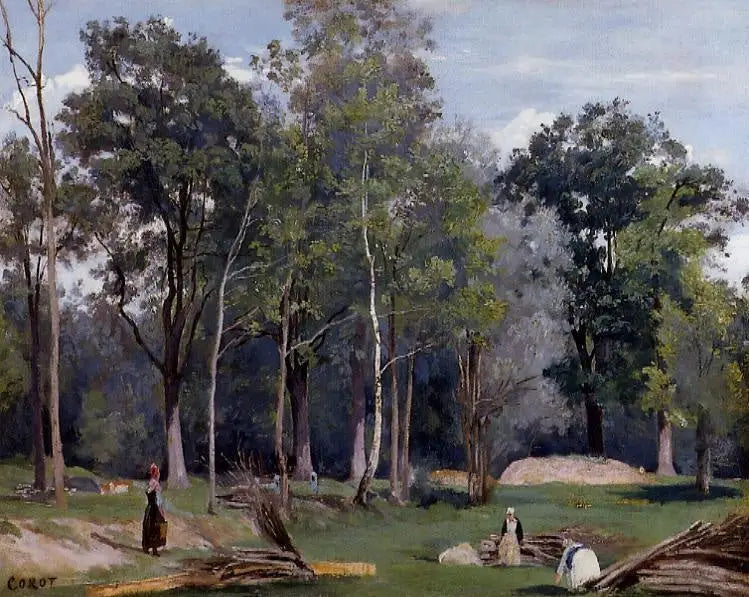 Bûcheronnes in einer Wiese am Waldrand. Ville d'Avray - Jean-Baptiste Camille Corot
