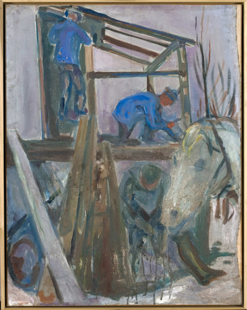 Holzfäller bei der Arbeit am Gebäude des Studios - Edvard Munch