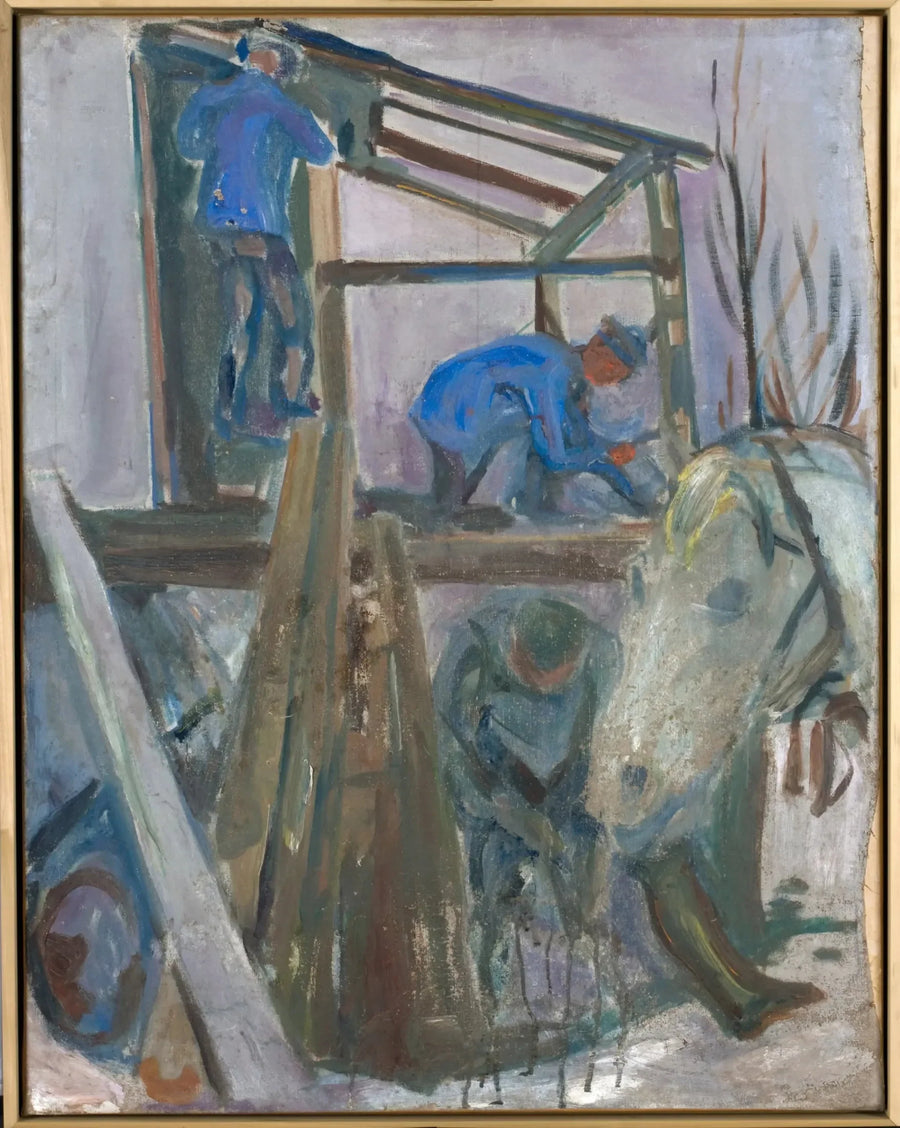 Holzfäller bei der Arbeit am Gebäude des Studios - Edvard Munch