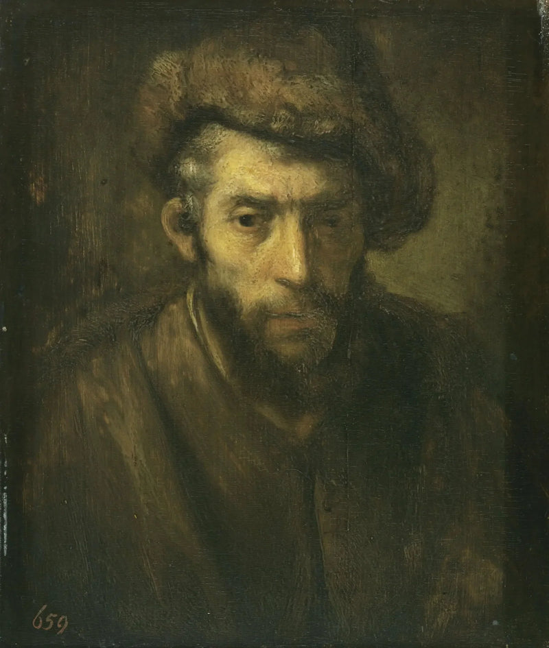 Büste eines Mannes mit einem Pelzhut - Rembrandt