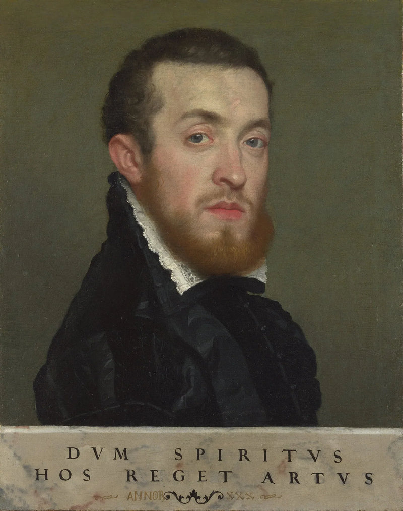 Brust eines jungen Mannes mit einer Inschrift - Giovanni Battista Moroni