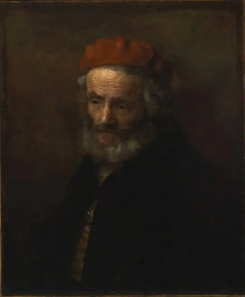 Büste eines alten Mannes mit rotem Hut - Rembrandt