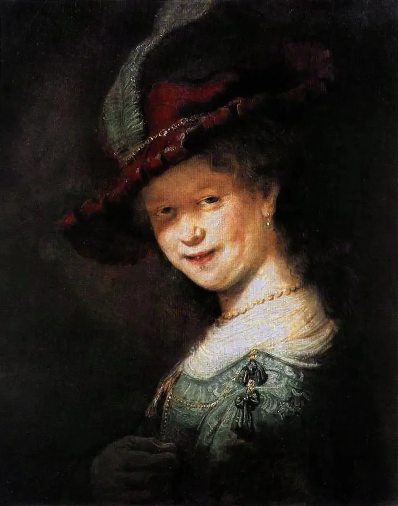 Büste einer lächelnden jungen Frau, vielleicht Saskia van Uylenburgh - Rembrandt