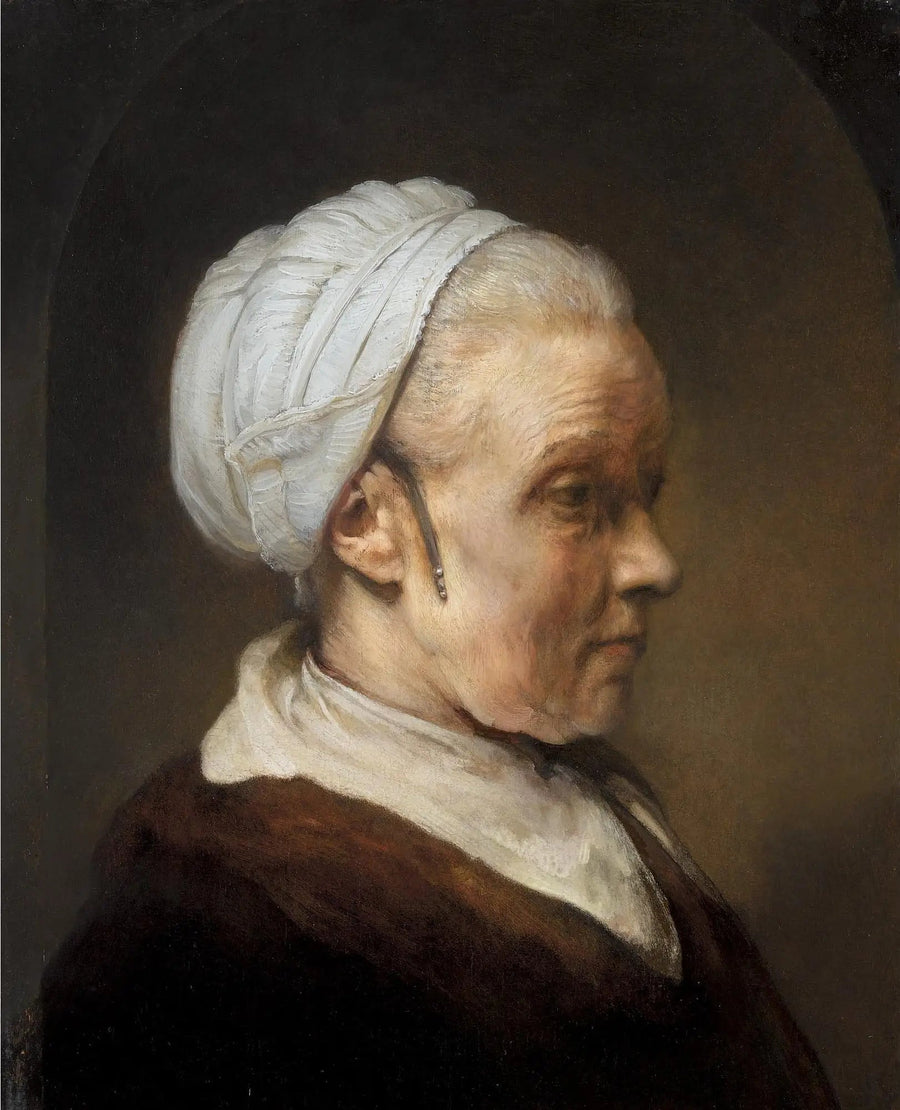 Büste einer alten Frau mit weißer Haube - Rembrandt