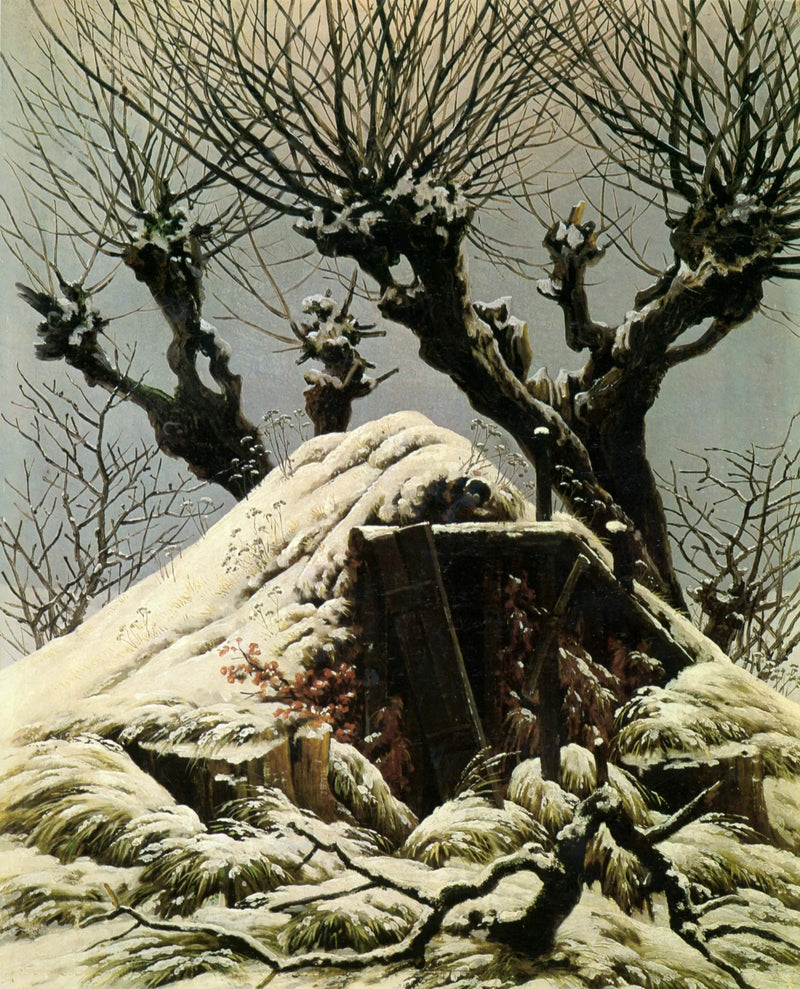 Hütte im Schnee - Caspar David Friedrich
