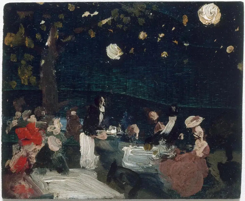 Nachtcafé mit japanischen Laternen - Robert Henri