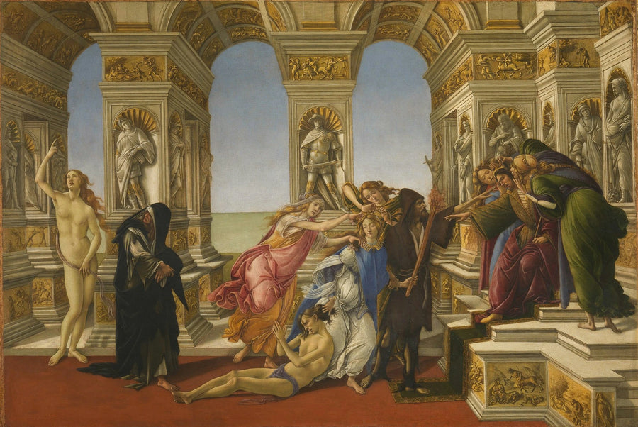 La Calomnie d’Apelle de Sandro Botticelli, vers 1495, Galerie des Offices – reproduction peinture à l’huile sur toile