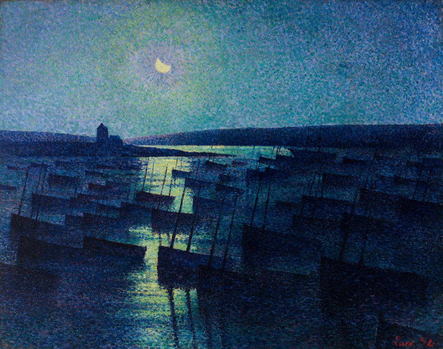 Camaret, Mondschein und Fischerkähne - Maximilien Luce