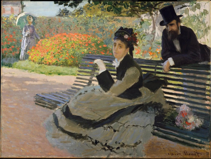 Camille Monet auf einer Gartenbank W281 - Claude Monet