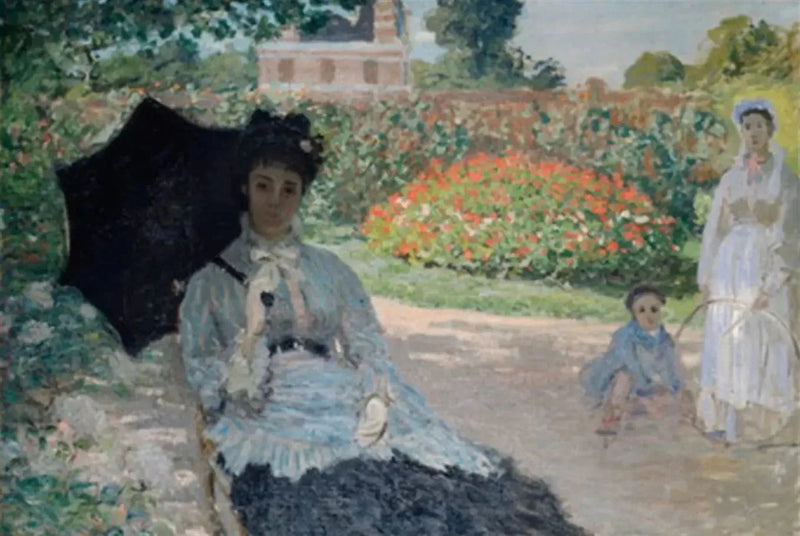 Camille im Garten mit Jean und ihrem guten W280 - Claude Monet