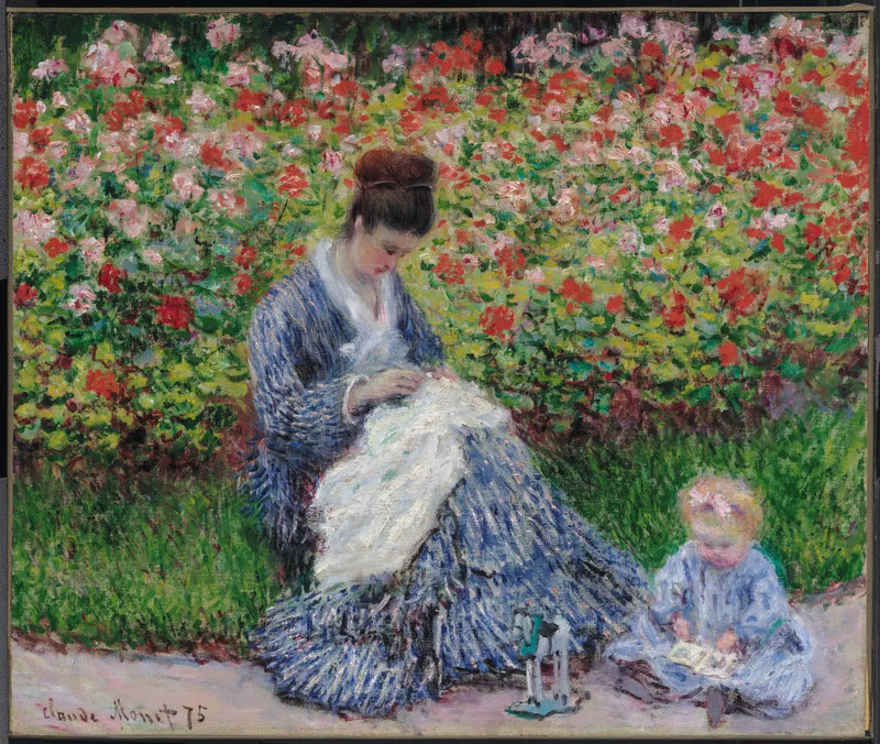Camille Monet und ein Kind im Garten des Künstlers in Argenteuil - Claude Monet