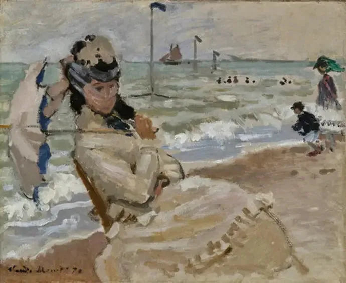 Camille am Strand von Trouville - Claude Monet