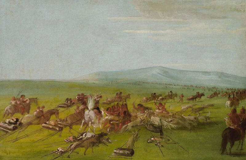 Comanche-Lager in Bewegung, Hundekampf unterwegs - George Catlin