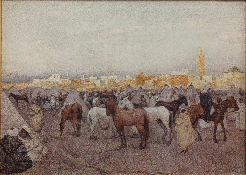 Zeltlager oder Pferdemarkt in der Nähe von Marrakesch - Théo van Rysselberghe