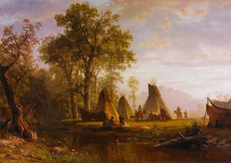 Indianisches Lager, Spätnachmittag - Albert Bierstadt