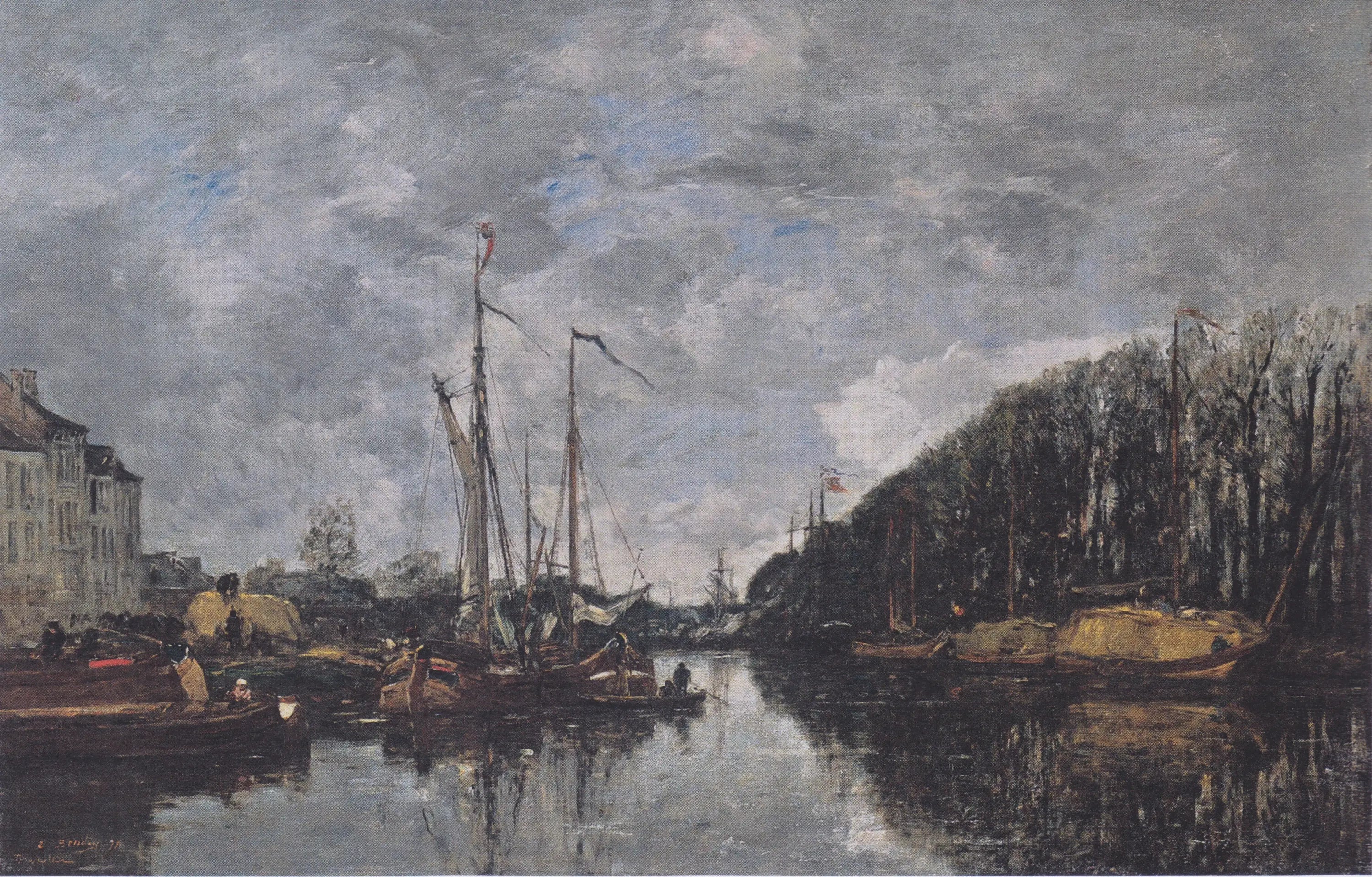 Canal de l'Allée-Verte, Bruxelles - Eugène Boudin image 1 reproduction de peinture à l’huile