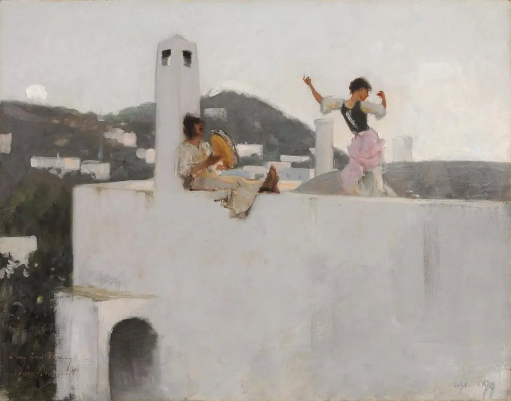 Capri Girl sur un toit - John Singer Sargent image 1 copie de tableau peinte à la main