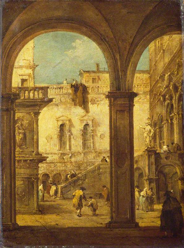 Capriccio mit dem Hof des Dogenpalasts - Francesco Guardi