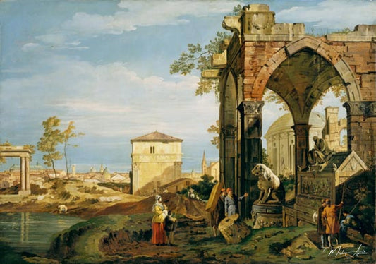 Capriccio avec motifs de Padoue - Giovanni Antonio Canal - Reproductions de tableaux et peintures haut de gamme