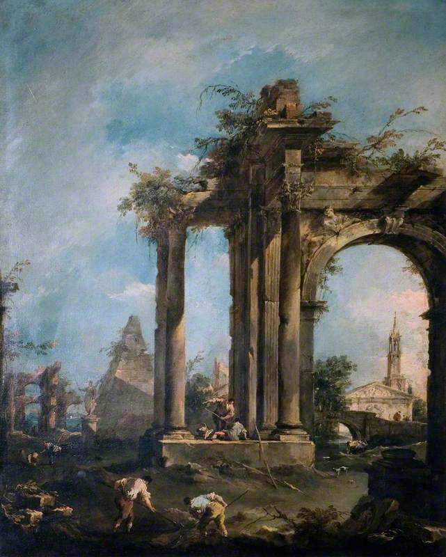 Capriccio mit Ruinen und Figuren - Francesco Guardi