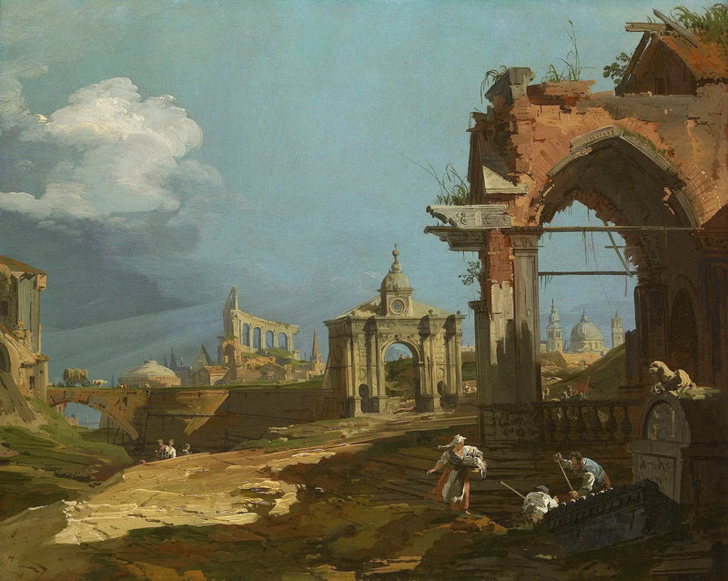 Capriccio mit einem spitzen Bogen - Canaletto