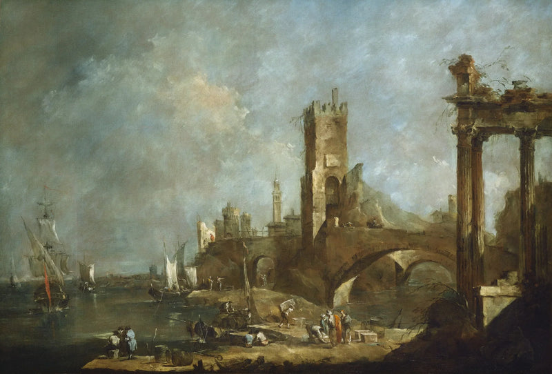 Capriccio eines Hafens - Francesco Guardi