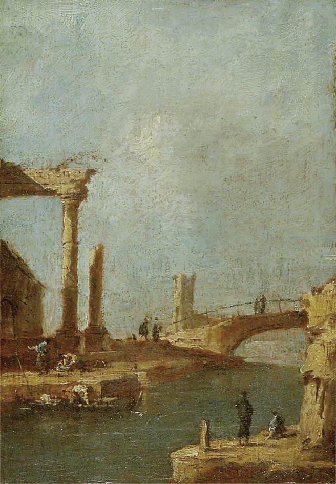 Capriccio: Ruinen und eine Brücke - Francesco Guardi