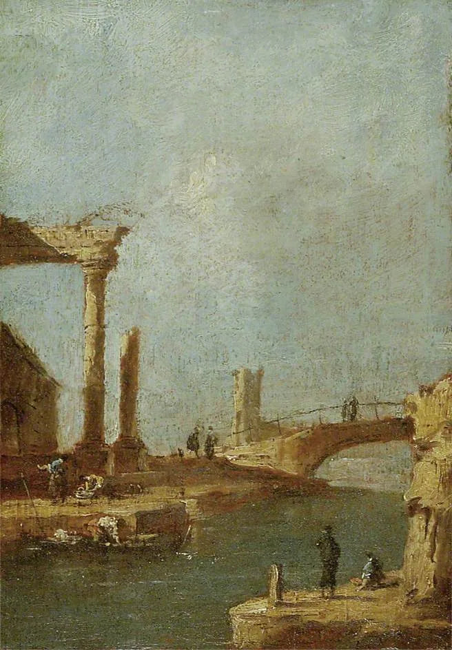 Capriccio: Ruinen und eine Brücke - Francesco Guardi