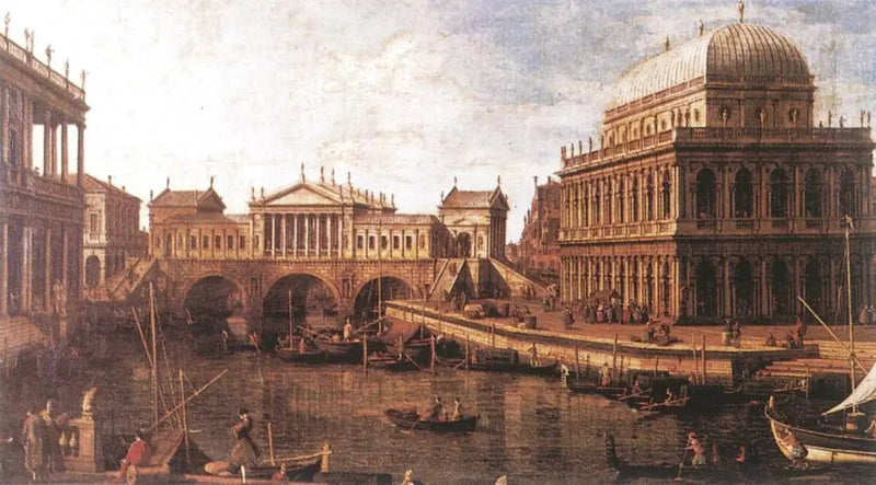 Caprice mit palladianischen Gebäuden - Canaletto