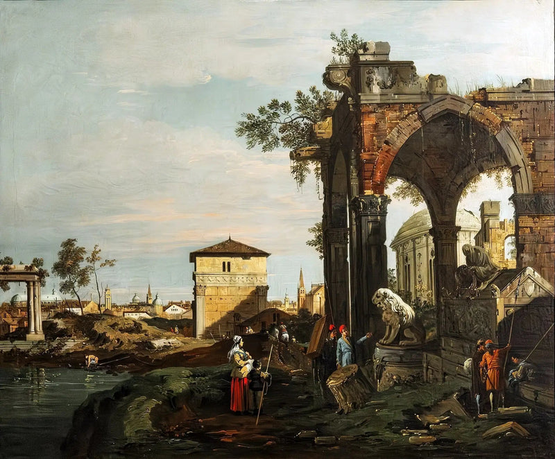 Caprice mit Ruinen und dem Porte Portello, in Padua - Canaletto