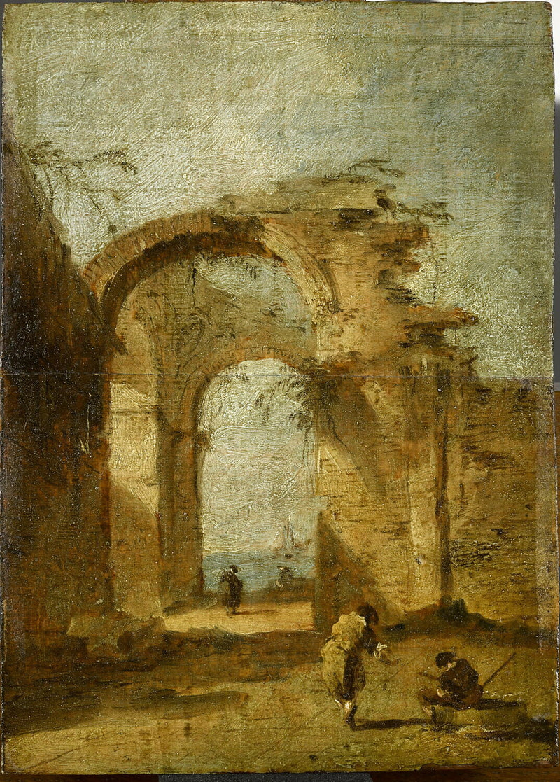 Caprice mit einer Ruinenbogen - Francesco Guardi