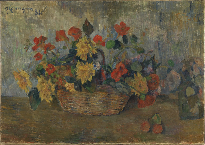Kapuzinerkresse und Dahlien in einem Korb - Paul Gauguin