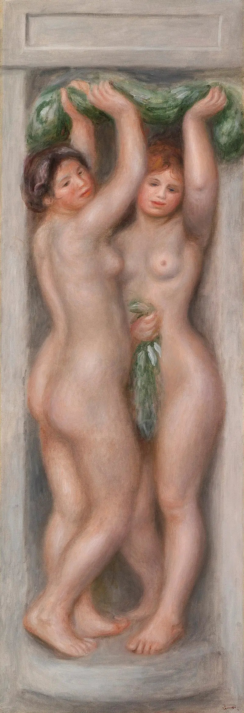 Karyatiden (Karyatiden); auch genannt Zwei Badende (Dekoratives Paneel) - Pierre-Auguste Renoir
