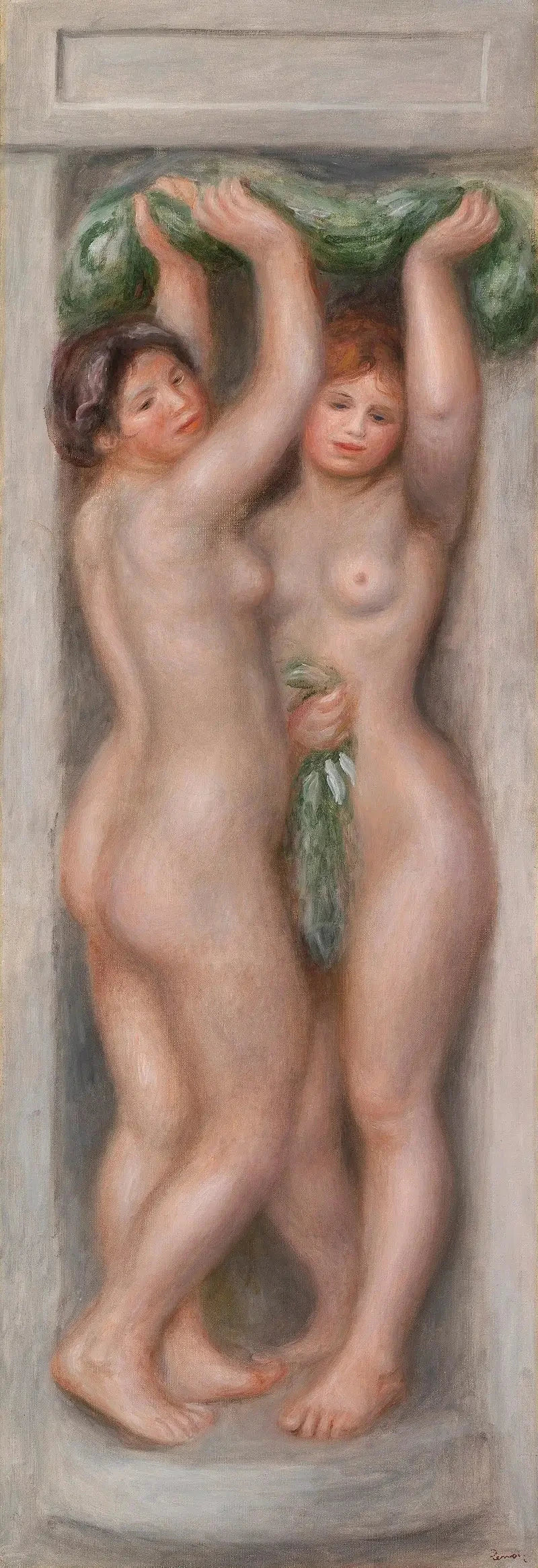 Karyatiden (Karyatiden); auch genannt Zwei Badende (Dekoratives Paneel) - Pierre-Auguste Renoir